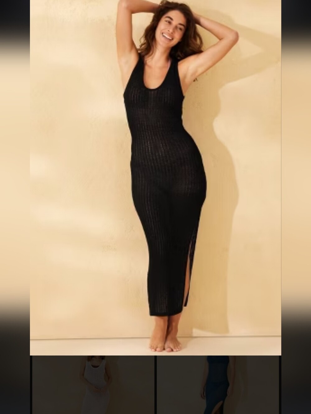NEW Shade & Shore Women's Knit Maxi Dress Swim Coverup Black Size Medium Sheer